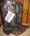 Corral Boots Black Cognac Pink Goat Laser Overlay