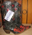 Corral Boots Black Goat With Red Lizard Underlay