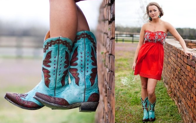 white sundress with cowboy boots