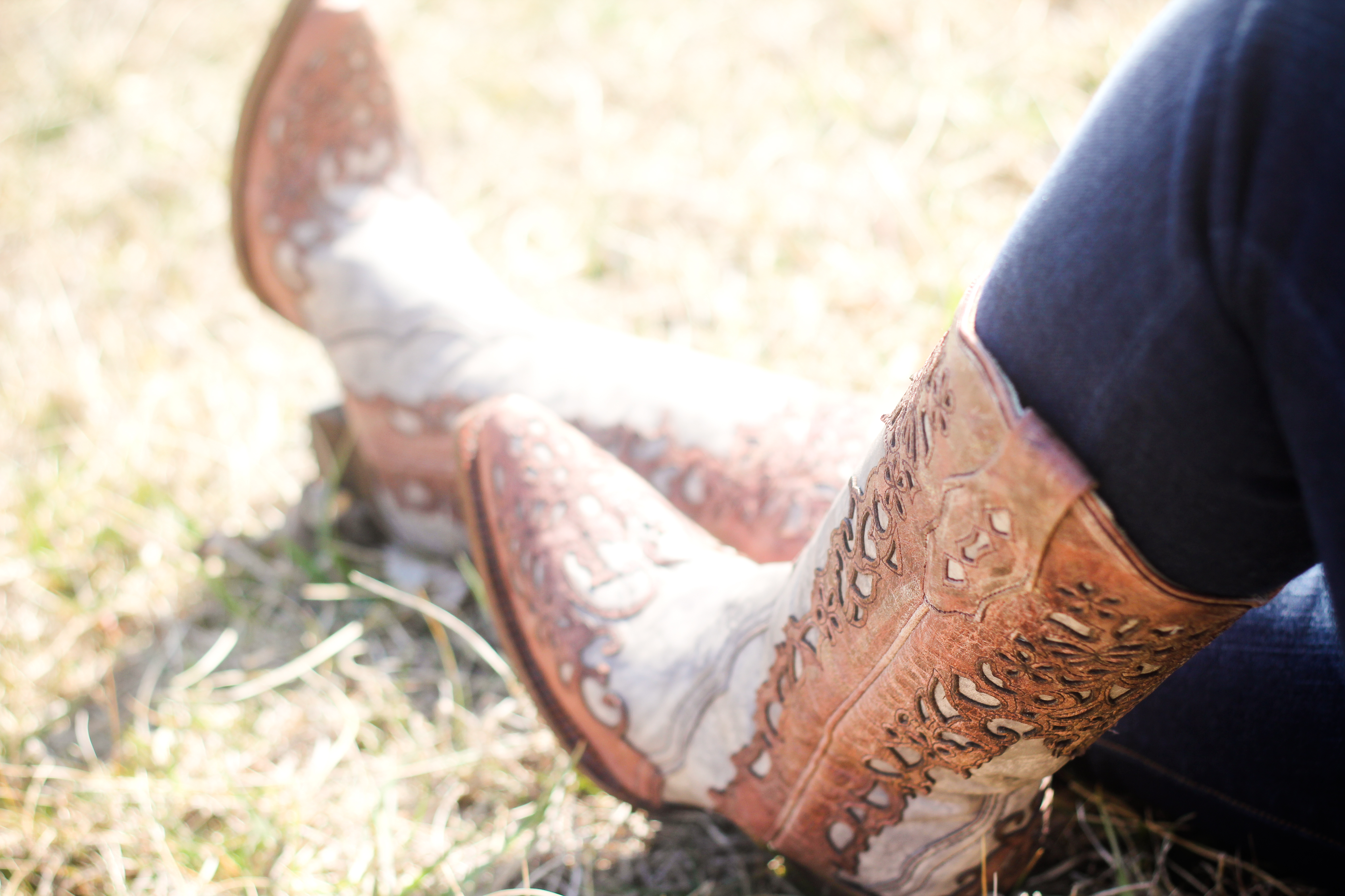 Corral Sand Cognac Laser Overlay Boots A2665